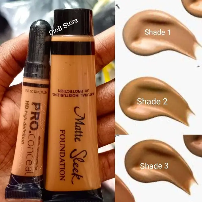 Sleek 2Pcs Matte Poreless Liquid Foundation+L.a Girl Concealer