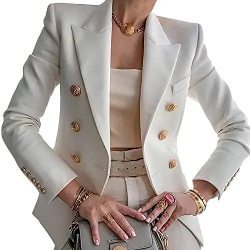Ladies Plain Color Official Blazer Jacket, White
