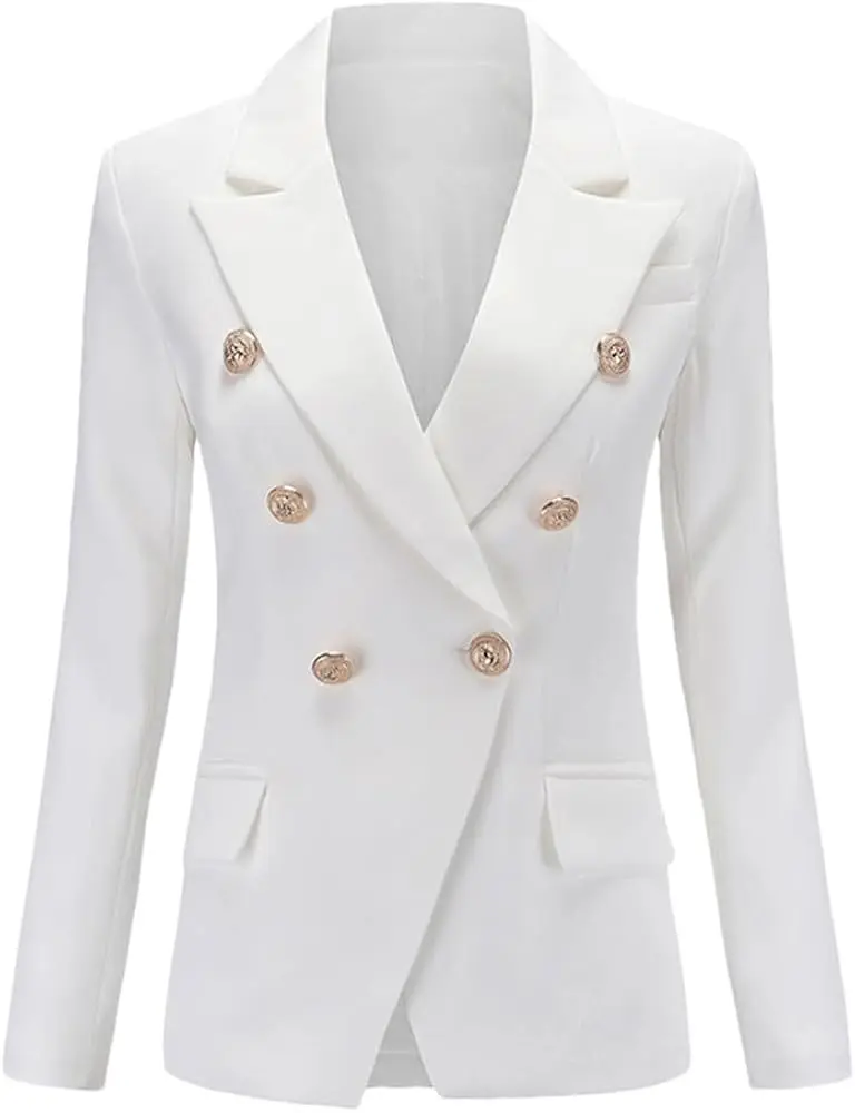 Ladies Plain Color Official Blazer Jacket, White