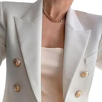 Ladies Plain Color Official Blazer Jacket, White