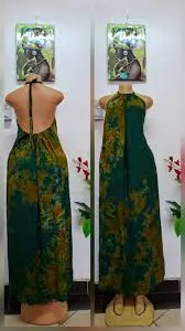 Elegant Cotton Backless Dera Halter Maxi Dress– Floral Print, Crisscross Back, Waist Tie