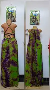 Elegant Cotton Backless Dera Halter Maxi Dress– Floral Print, Crisscross Back, Waist Tie