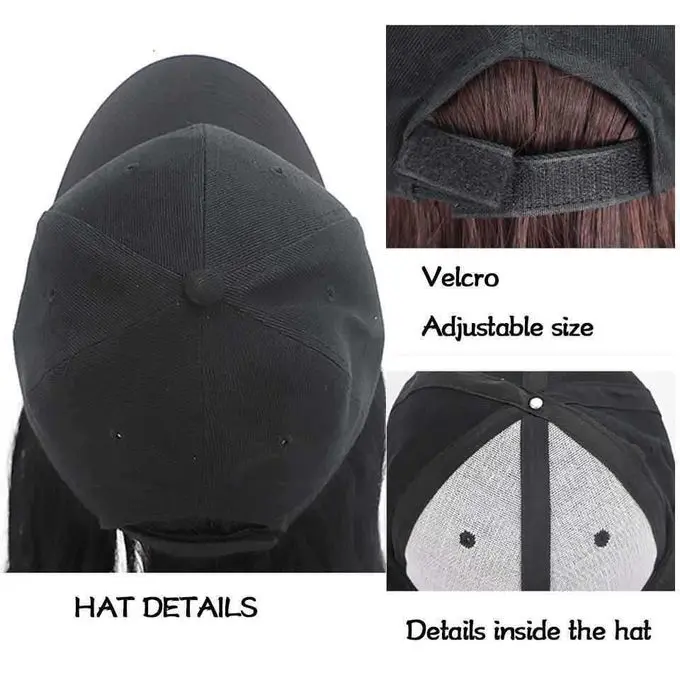Arhanory Baseball Cap With Hair Extensions For Women Adjustable Long Straight Hairpiece Wigs In Hat For Girls