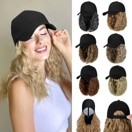 Arhanory Baseball Cap With Hair Extensions For Women Adjustable Long Straight Hairpiece Wigs In Hat For Girls