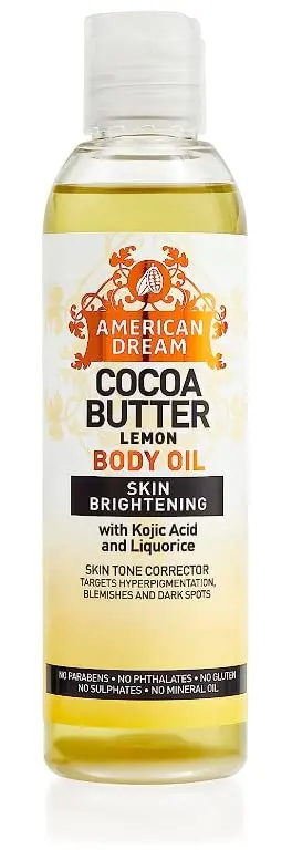 American Dream Cocoa Butter Lemon Body Oil Skin Brightening
