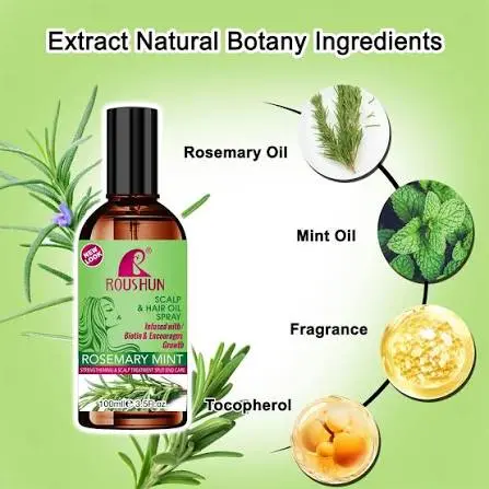 Roushun Rosemary Mint Strengthening Scalp And Hair Oil - 60Ml