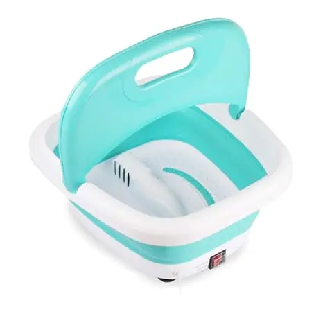 Heated Foot Spa Bath Tub - Collapsible Pedicure Massager With Electric Heating | Bubble Wave | Red Light - 3 In 1 Soak Footbath Set For Feet Relaxation And Stress Relief