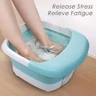 Heated Foot Spa Bath Tub - Collapsible Pedicure Massager With Electric Heating | Bubble Wave | Red Light - 3 In 1 Soak Footbath Set For Feet Relaxation And Stress Relief