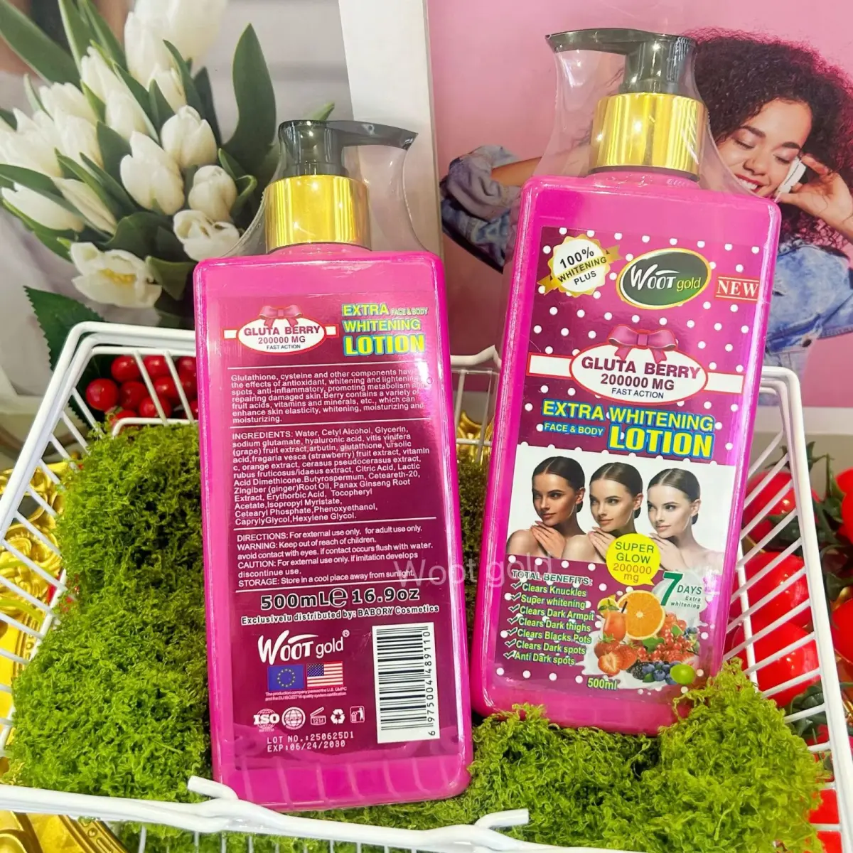 500Ml Gluta Berry Whitening Lotion With Shea Butter Vegan Formula For Skin Repair & Anti-Aging Clears Dark Armpit