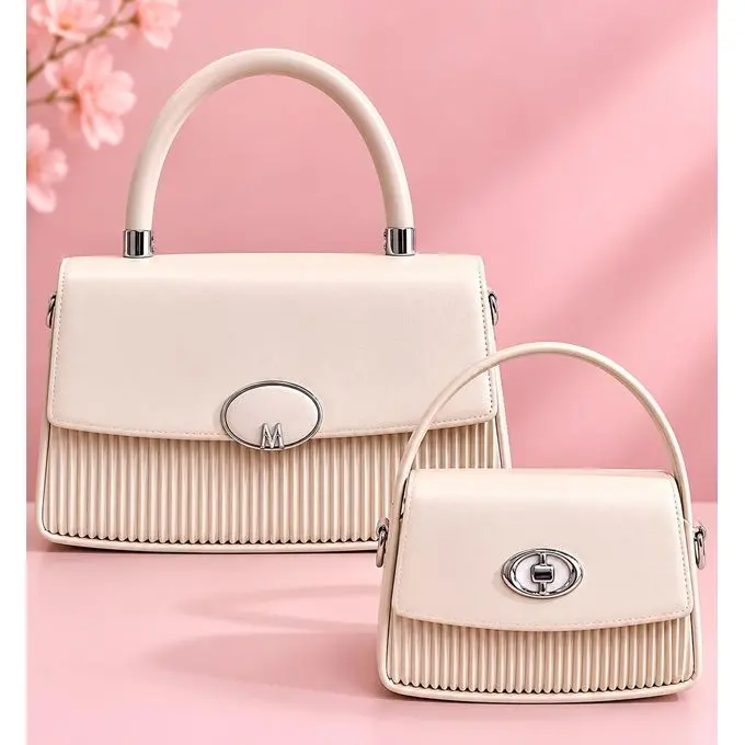 Creamy Two In One Luxury Leather Handbag