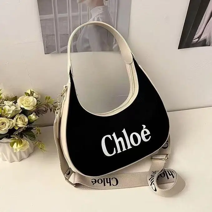 Fashion Chloé Woody Small Canvas Hobo Bag