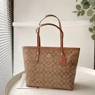 Coach City Tote Bag In Signature Canvas Brown Redwood