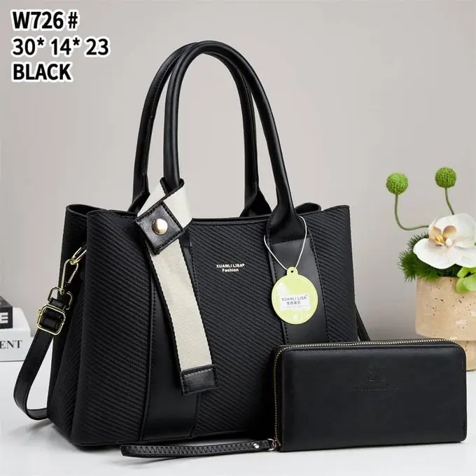 Generic 2 In 1 Stylish Fashionable Leather Handbag And A Purse