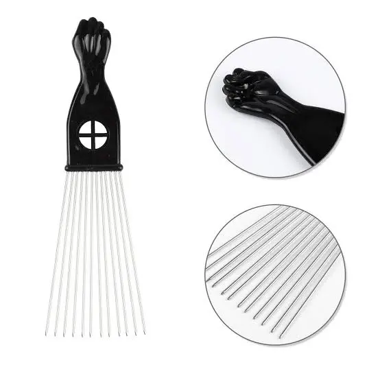 Fashion Metal Afro Comb Afro Pick Tool - Wide Toothed Comb