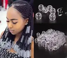 Plastic Crystal Clear Hair Beads For Braids & Dreadlocks