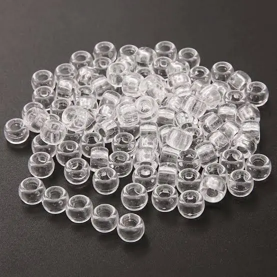 Plastic Crystal Clear Hair Beads For Braids & Dreadlocks