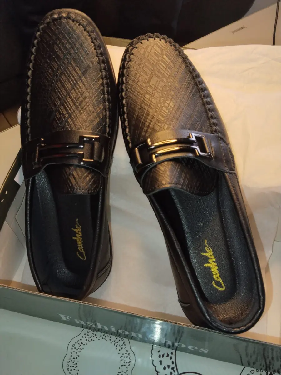 Black & Charred Luxe Loafers For Men